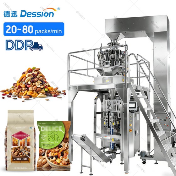 Automatic Vertical Form Fill Seal Packaging Machine with Multihead Weigher for Nuts & Dry Fruits
